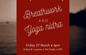 Ad for breathwork and yoga nidra on 27 March 2026 at The Studio in Reading RG1